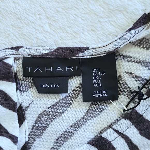 Tahari Zebra🦓 Striped Linen Top - NWT - Picture 5 of 13